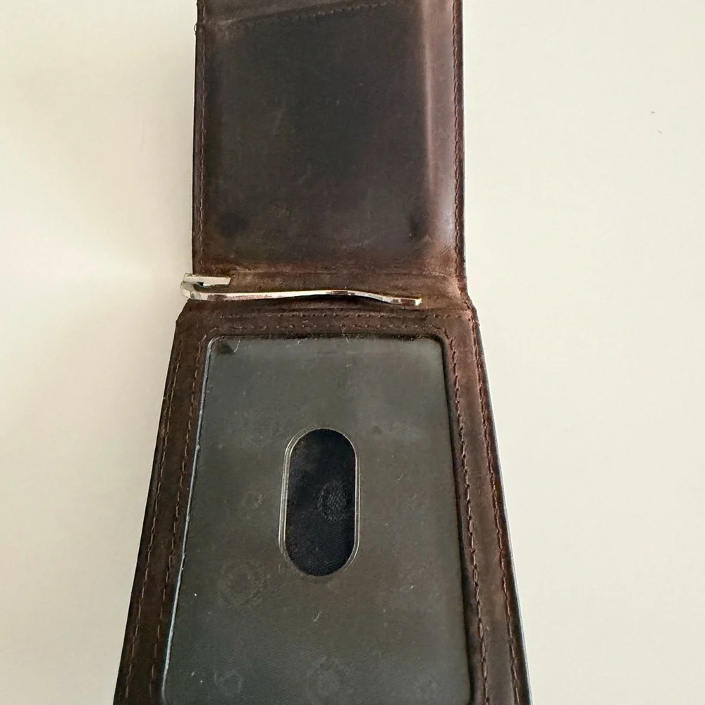 Dark Brown Leather Money Clip Wallet RFID Card Holder Serman Brands